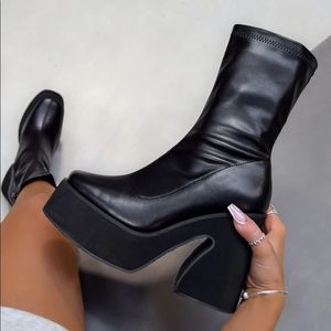 Faux Leather Platform Boots